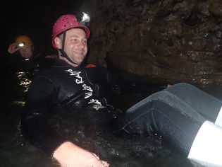 Leading Edge team member black water rafting